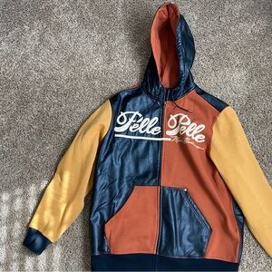 Pelle Pelle Black and Orange Leather Hoodie
